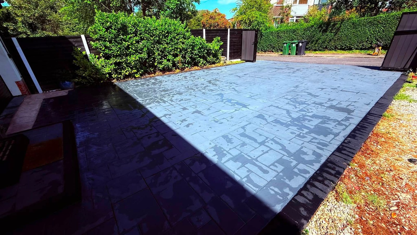 Paved driveway after a pressure wash